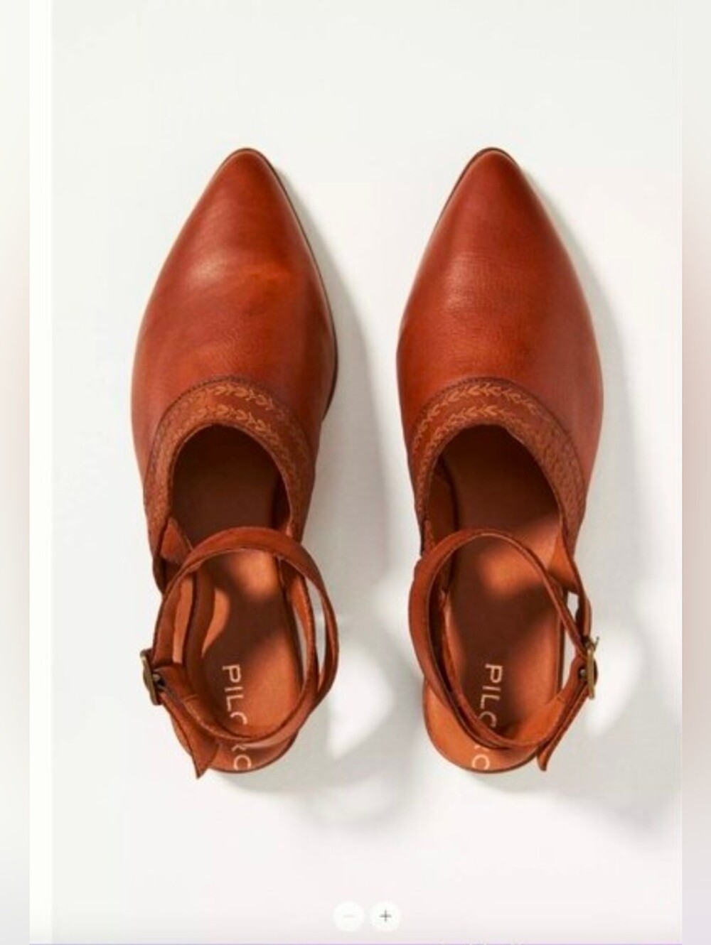 Pilcro Brown Leather Pointed-Toe Mules with Ankle Straps